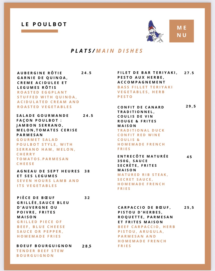 Le Poulbot menu 2