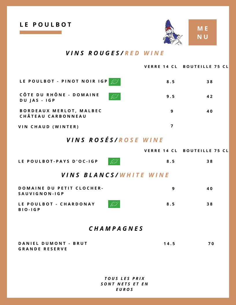 Le Poulbot menu 6