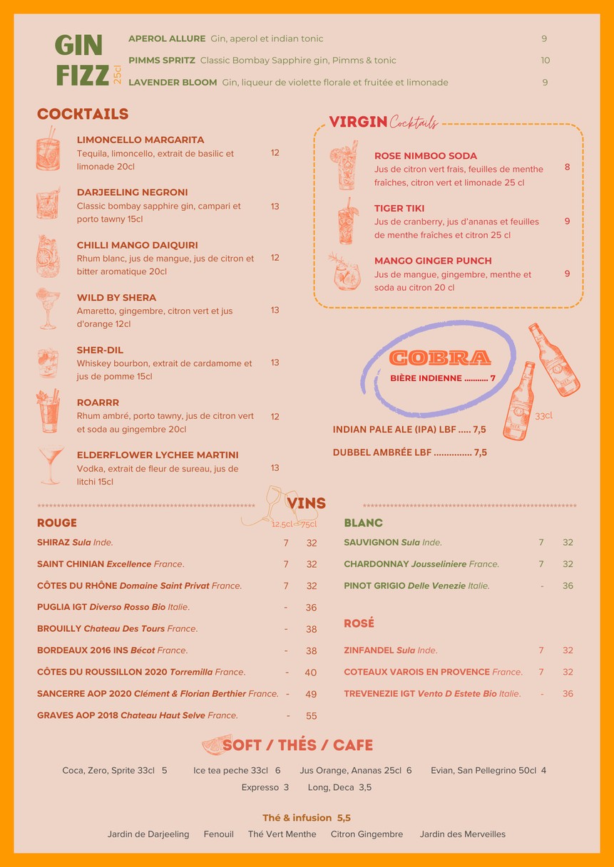 Restaurant Indien SHERA Paris 17 menu 2