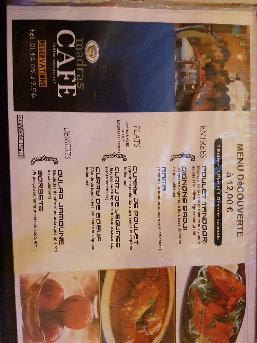 Madras café o'fish menu 1