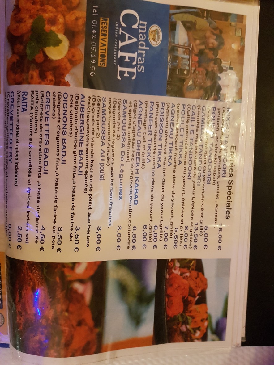 Madras café o'fish menu 2