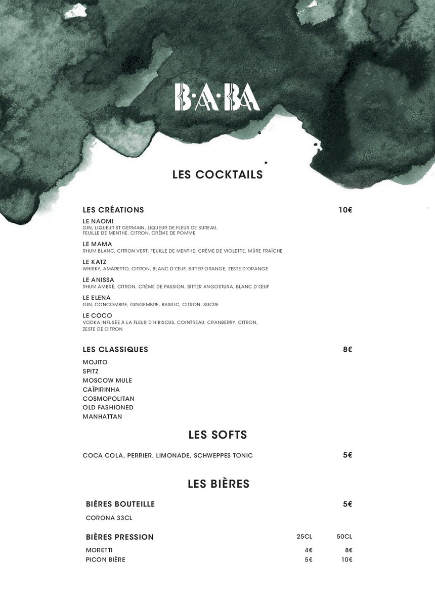 B.A.BA Pigalle menu 1