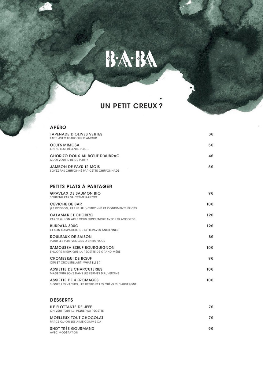 B.A.BA Pigalle menu 2