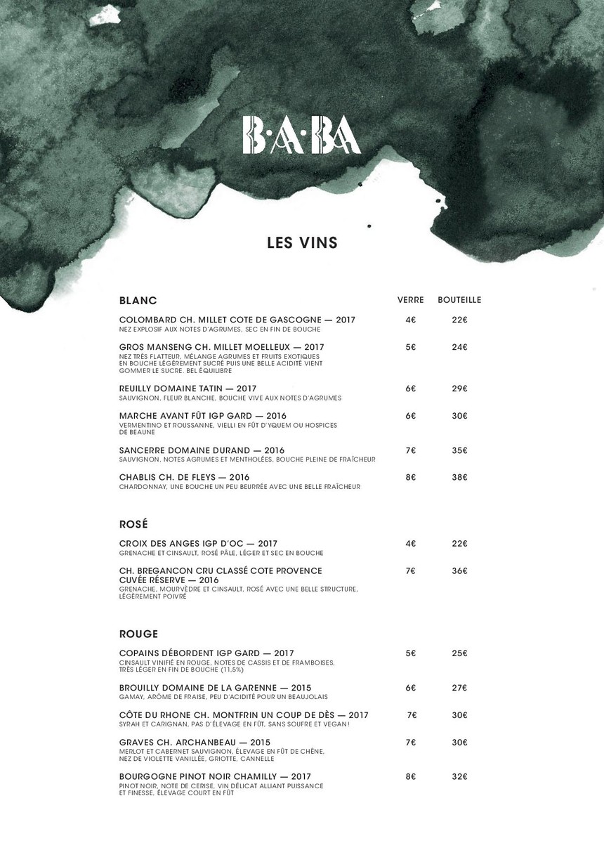 B.A.BA Pigalle menu 3