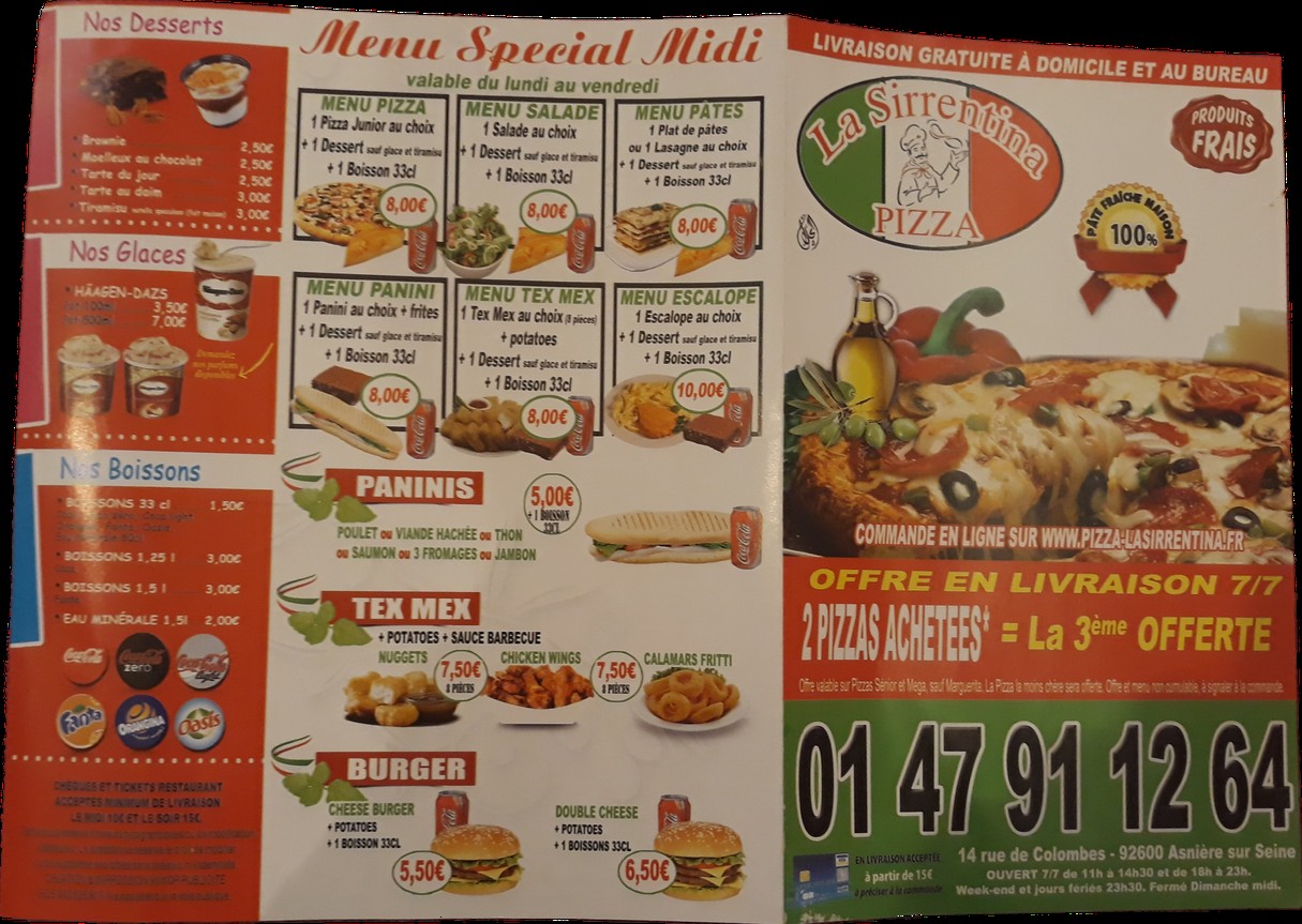 Pizza La Sirrentina menu 3