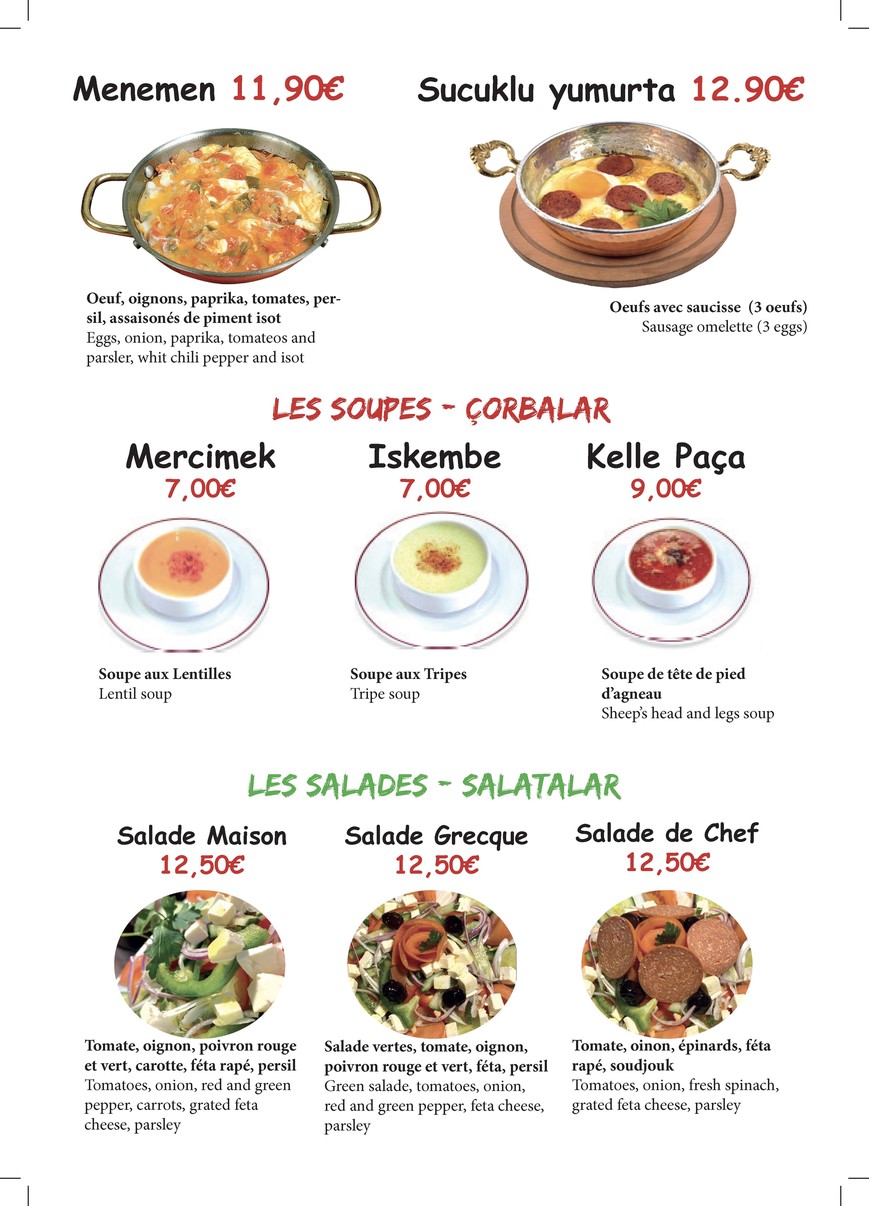 KEMER restaurant - spécialités Kurdes menu 1