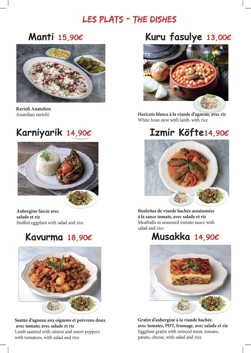 KEMER restaurant - spécialités Kurdes menu 2