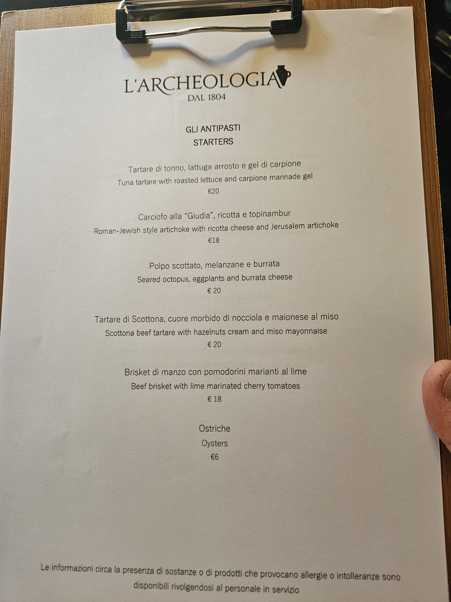 L'Archeologia menu 1