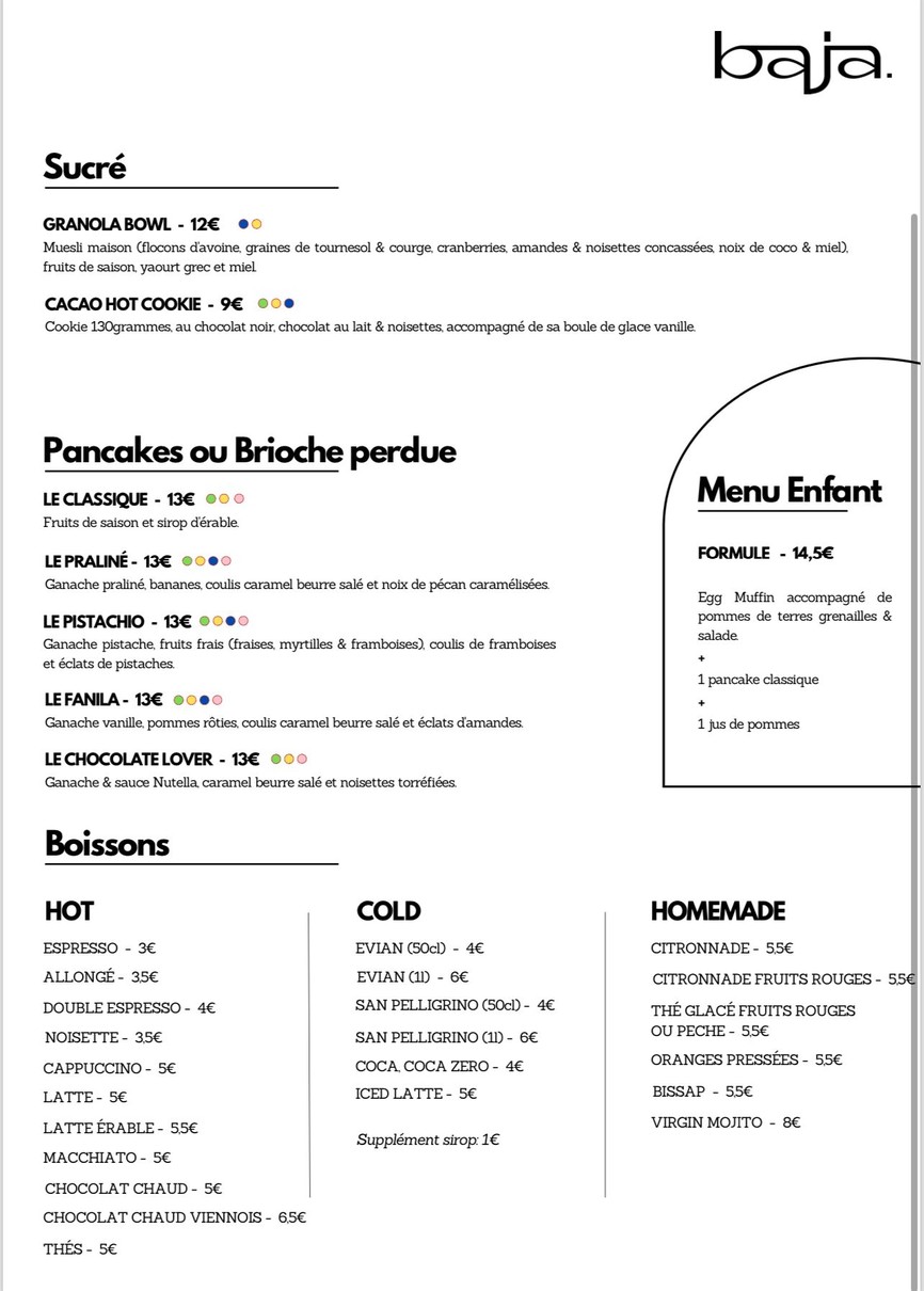 Baja brunch paris menu 2