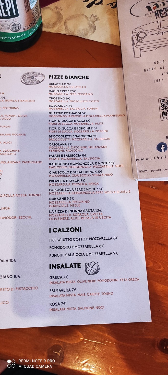 Strick And White menu 2