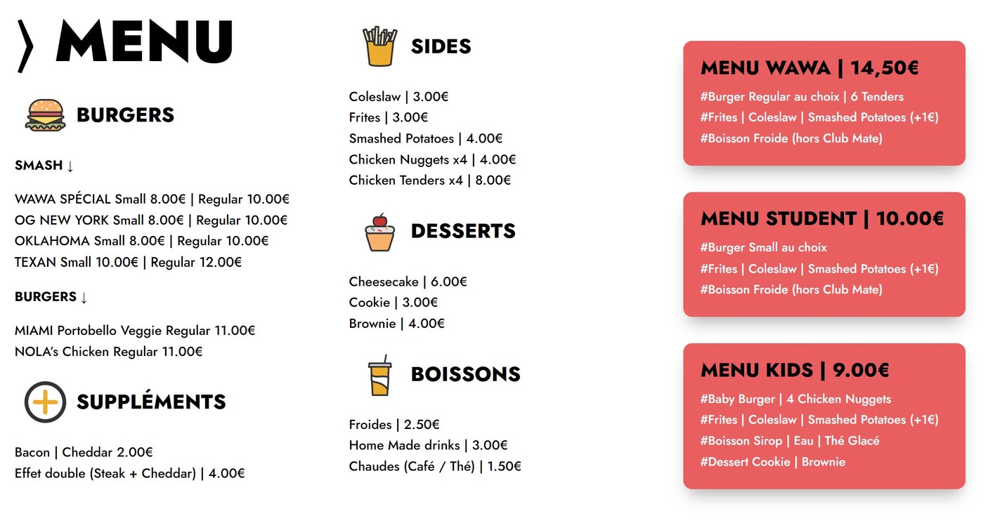 Wawa Smash Burger menu 1