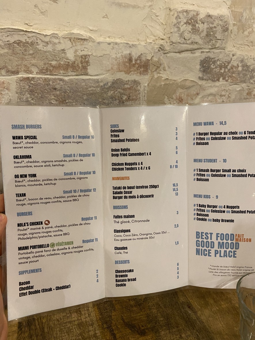 Wawa Smash Burger menu 2