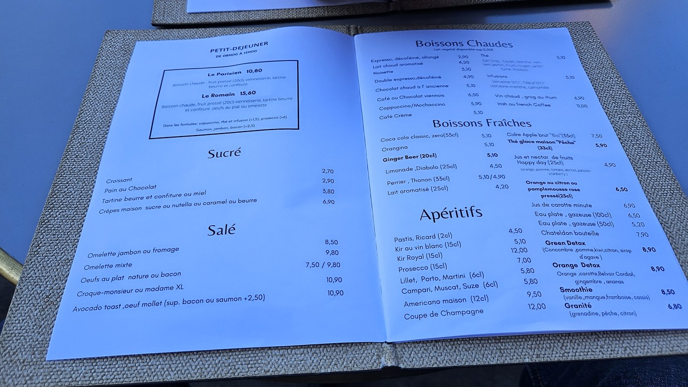 Le Paris Rome menu 2