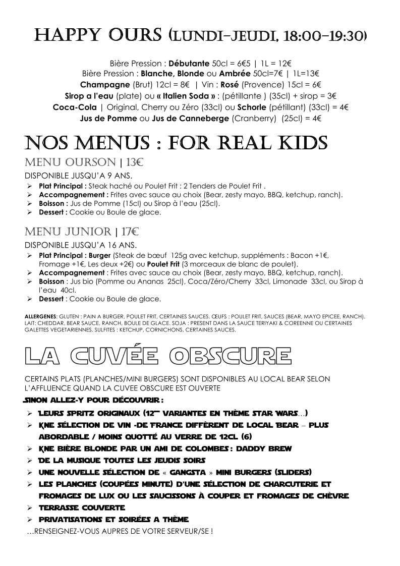 Local Bear menu 2