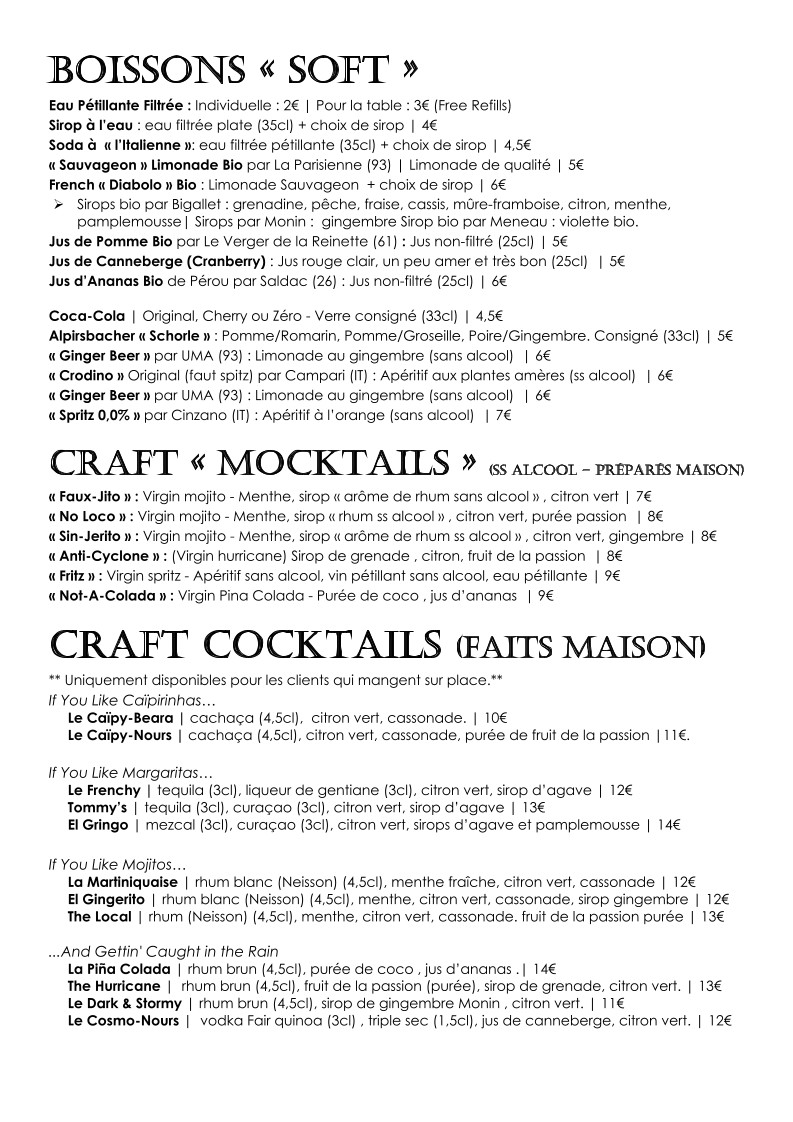 Local Bear menu 5