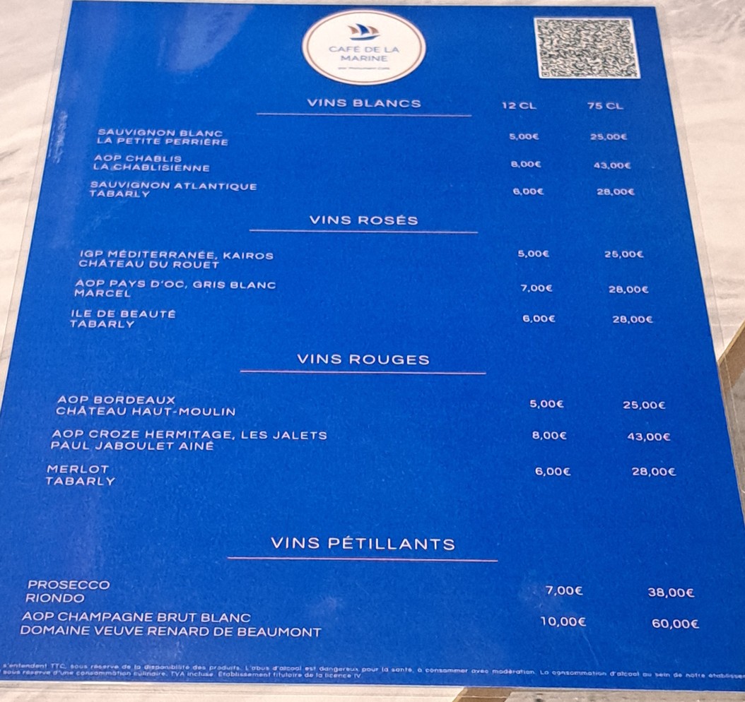CAFE DE LA MARINE par Monument Café menu 3