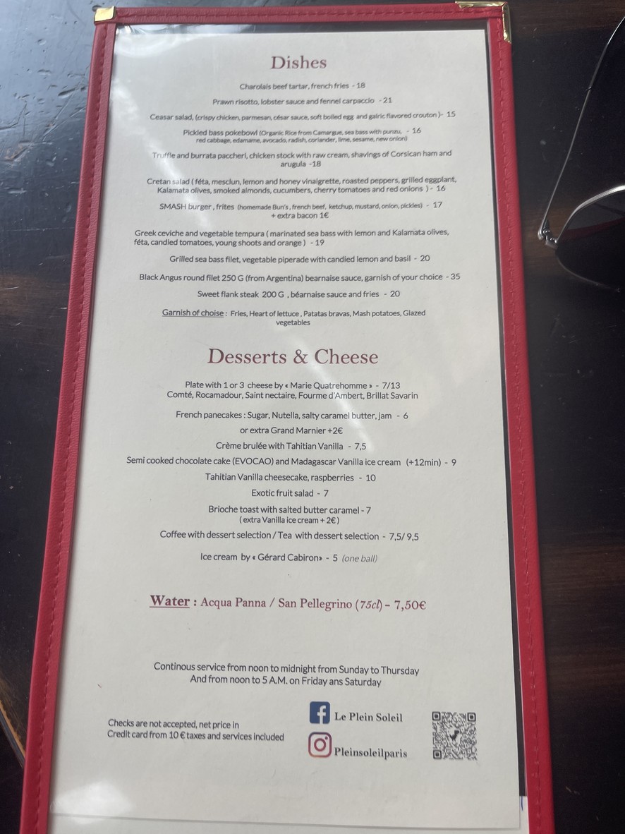 Full Sun menu 2