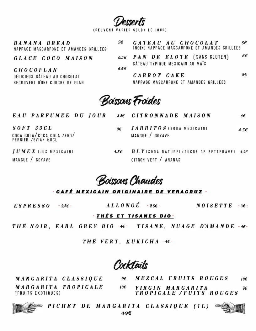 BARRIO MESHICA (19ème Jourdain) menu 4