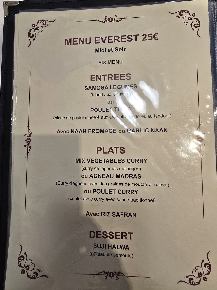 Restaurant Everest menu 1