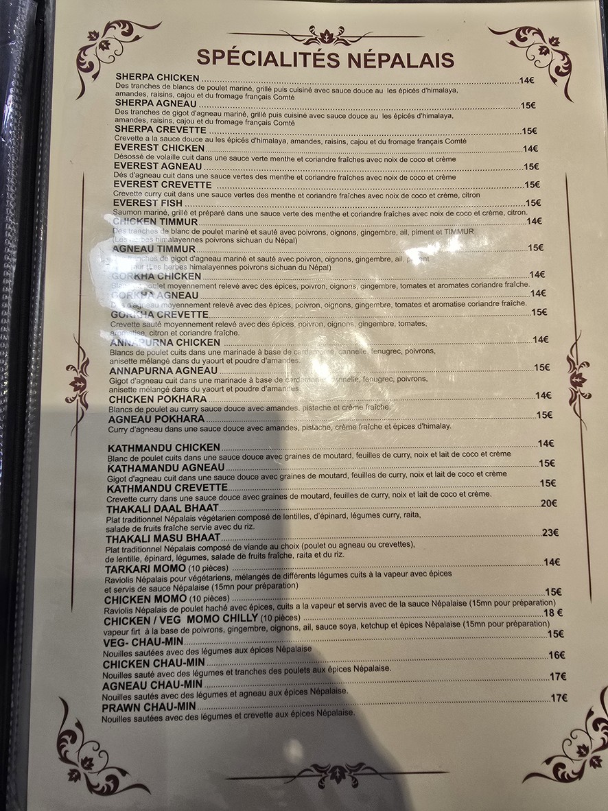 Restaurant Everest menu 5