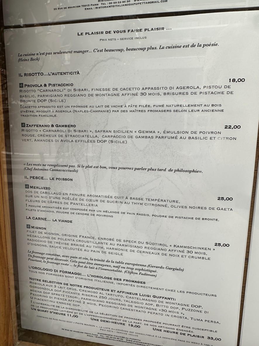 Ristorante Italiano da Pupetta menu 1