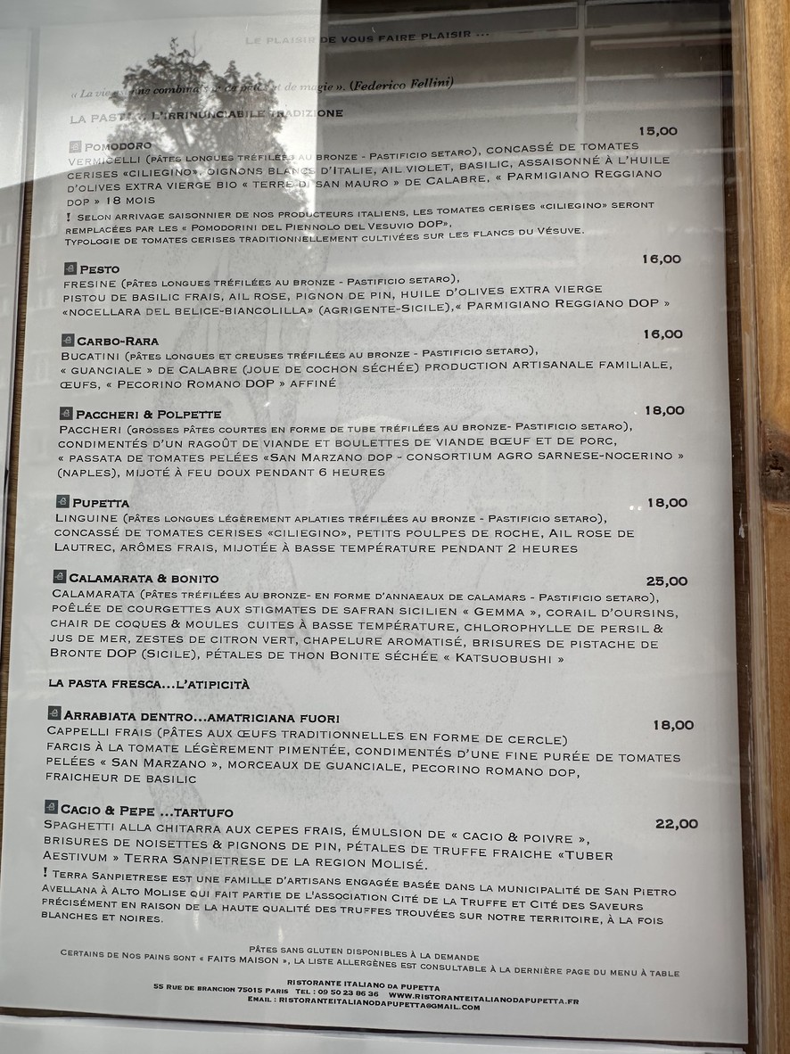 Ristorante Italiano da Pupetta menu 2