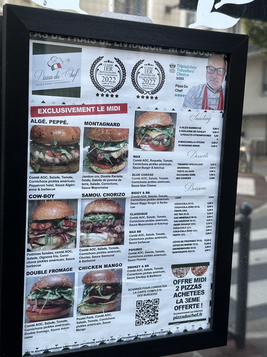 Pizza du Chef menu 1
