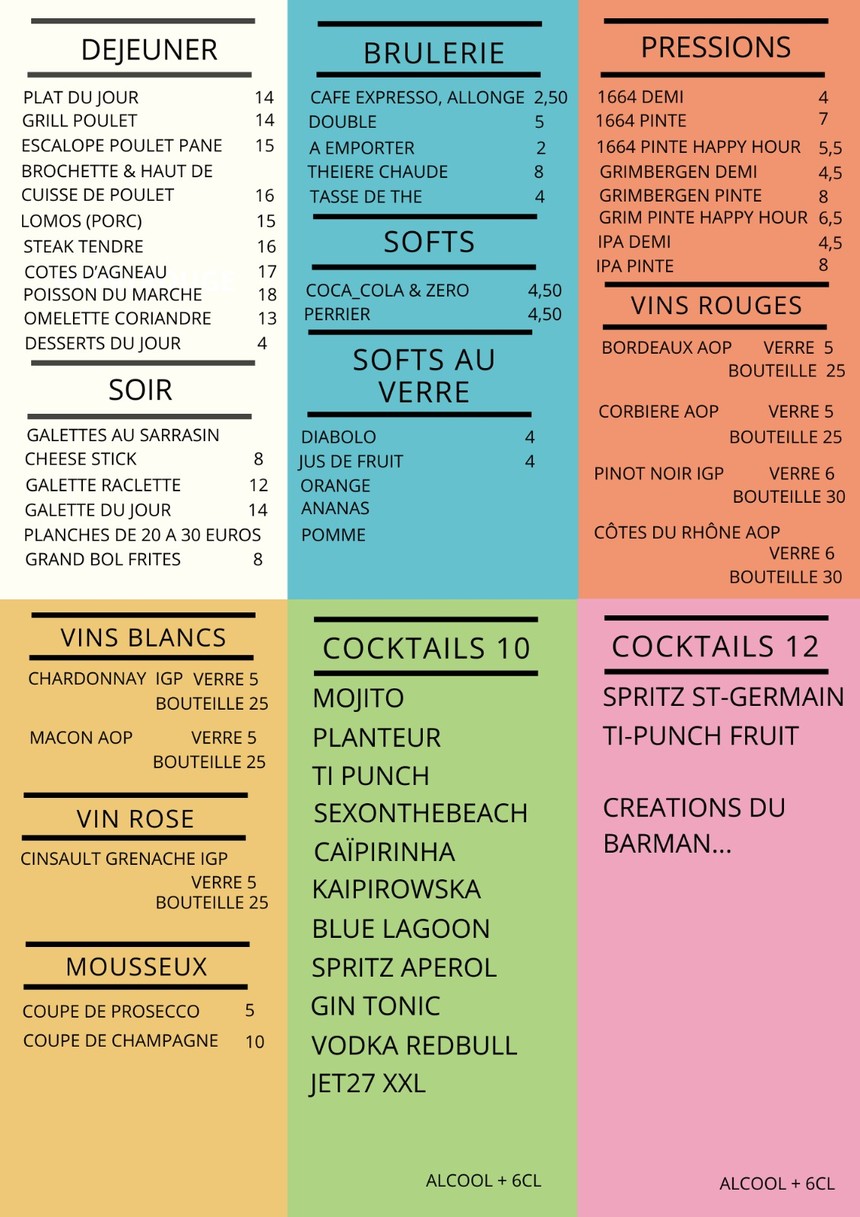 Le Rouge Gorge menu 1