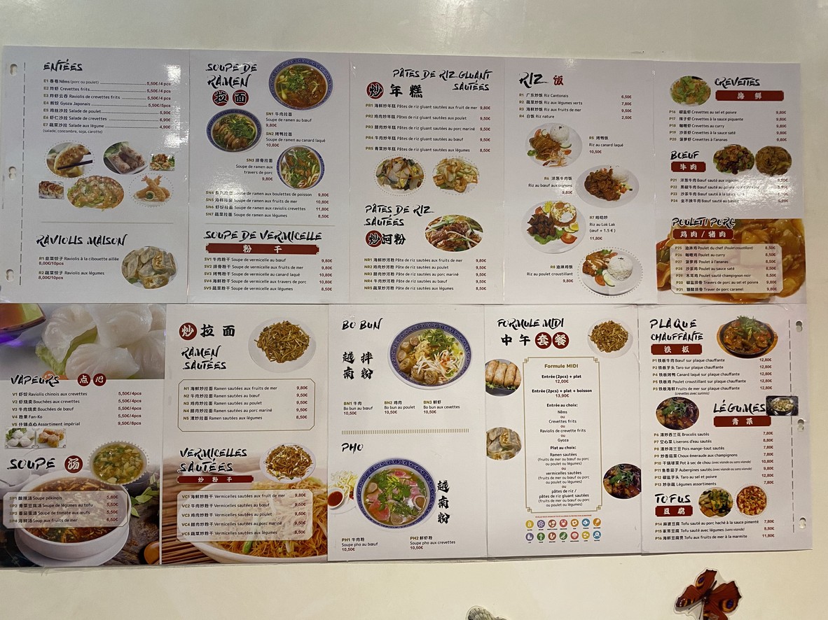 Face à Face menu 1