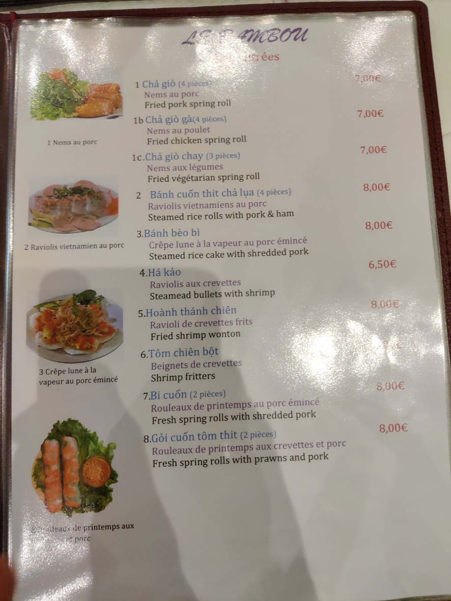 Bamboo Restaurant menu 1