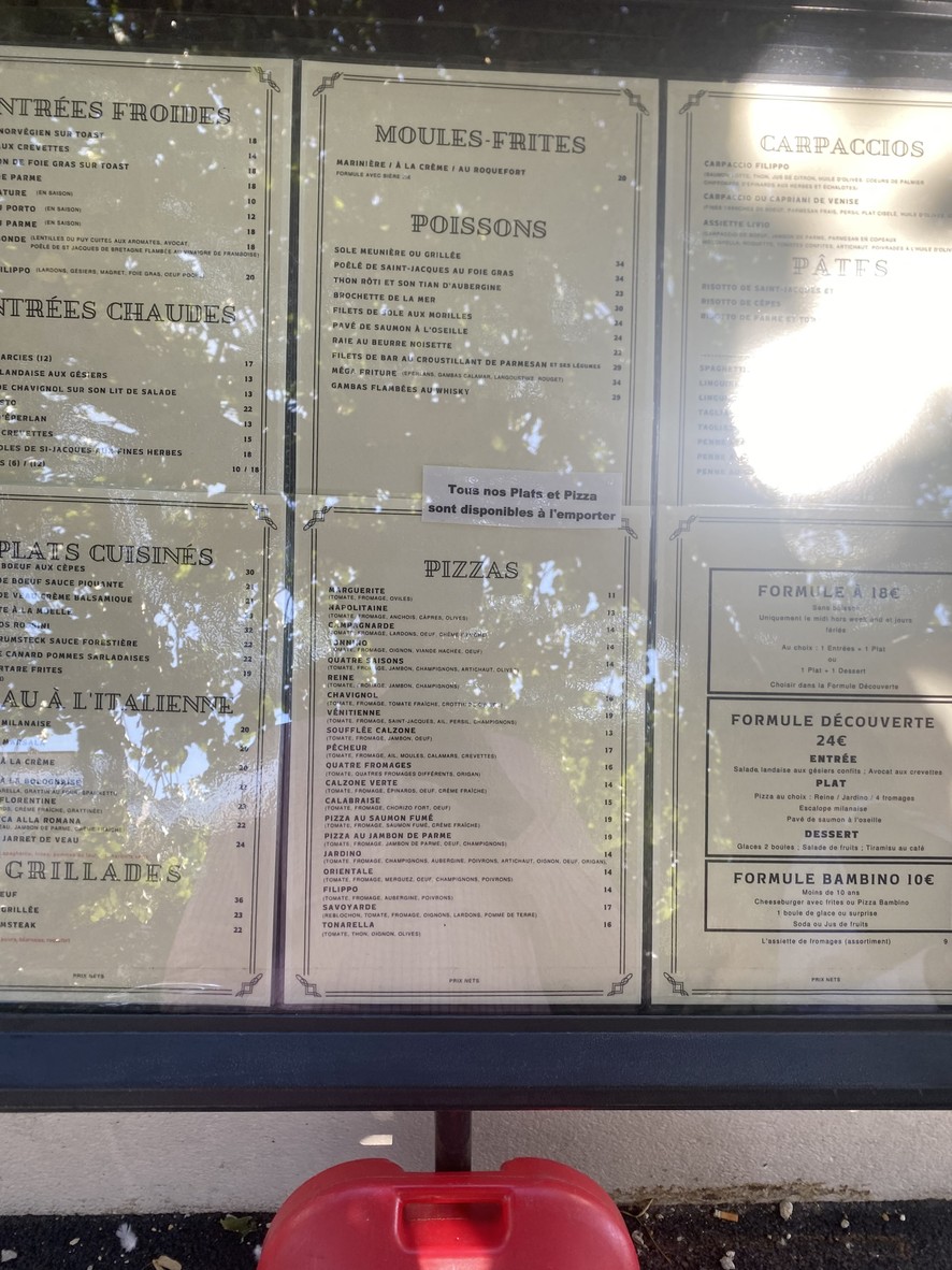 Restaurant Filippo menu 1