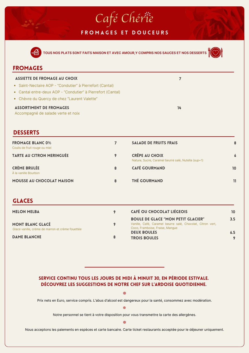 Café Chérie - Brasserie Bar à Cocktail menu 2