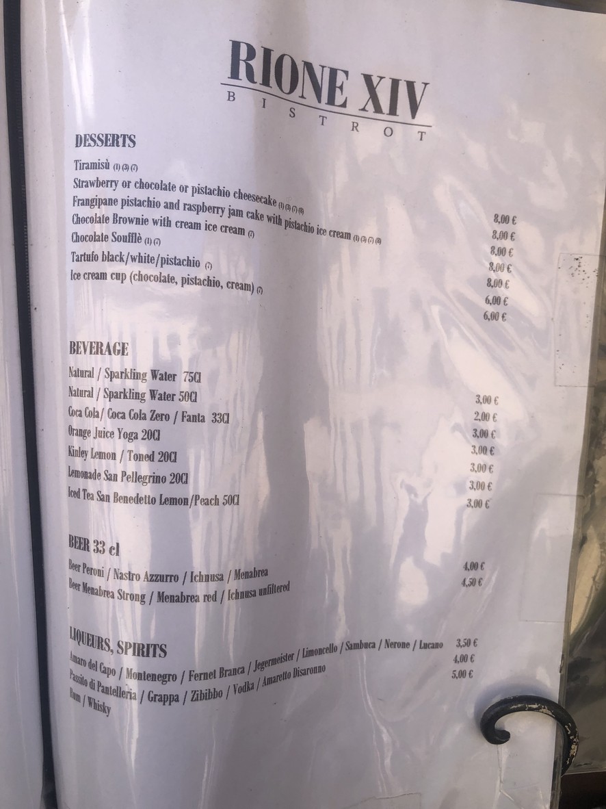 Rione XIV Bistrot menu 4