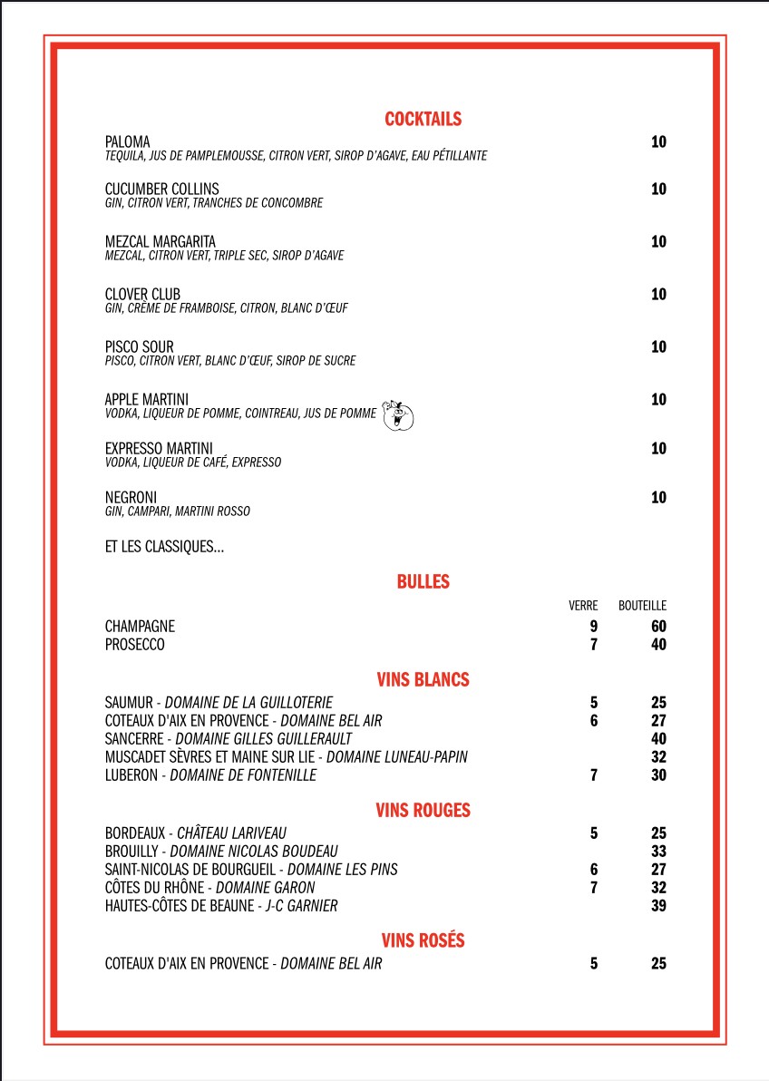 La Cantine de la Cigale menu 3
