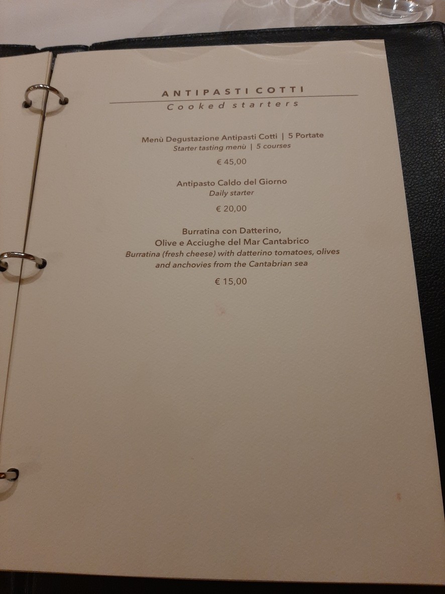 Assunta Madre menu 1