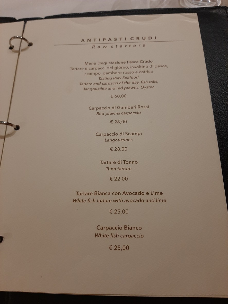 Assunta Madre menu 2