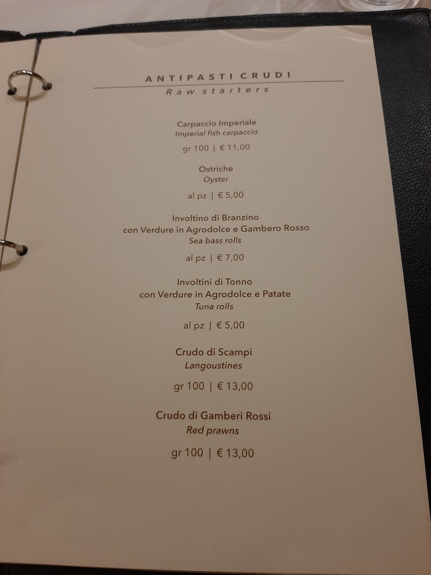 Assunta Madre menu 3