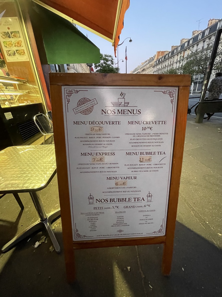 Lin Délices menu 1