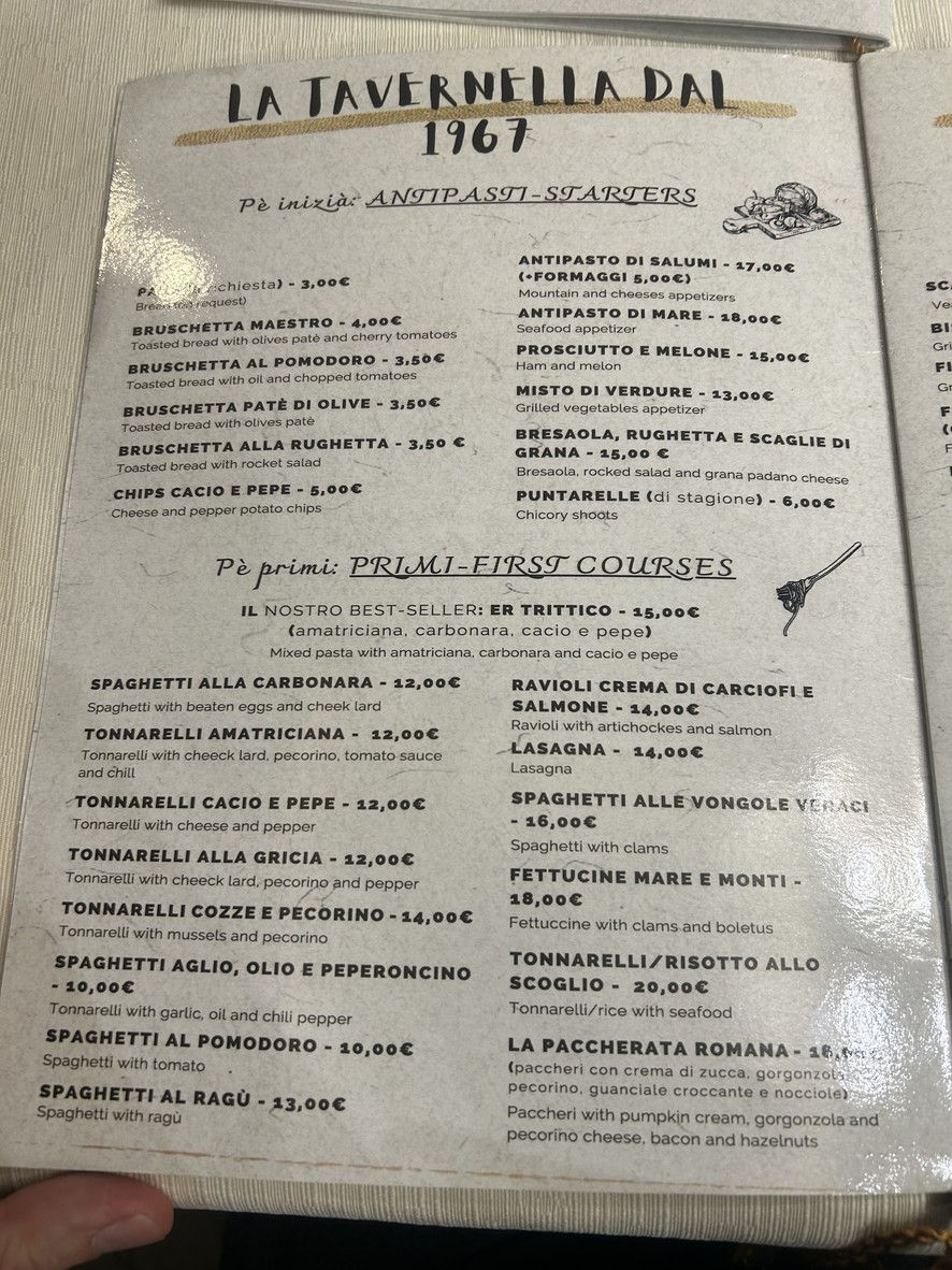 La Tavernella menu 1