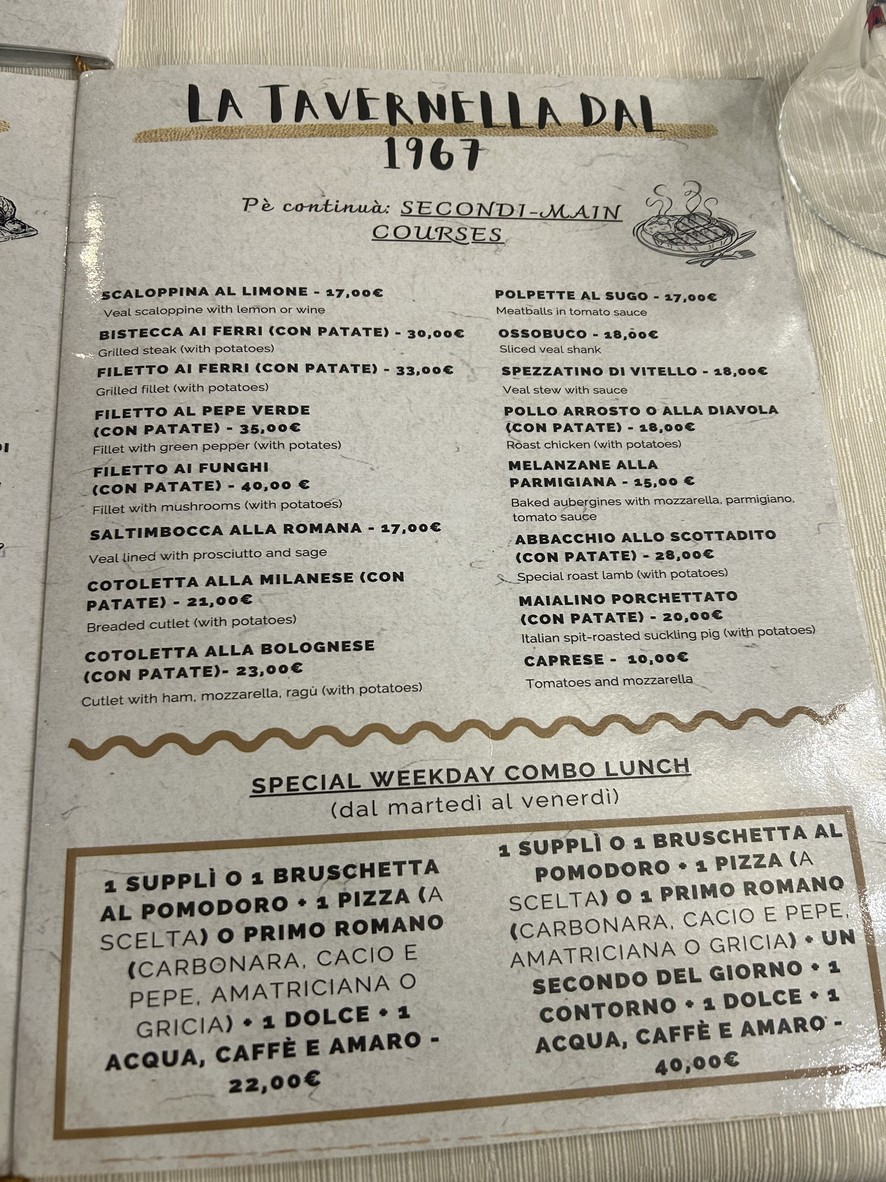 La Tavernella menu 2