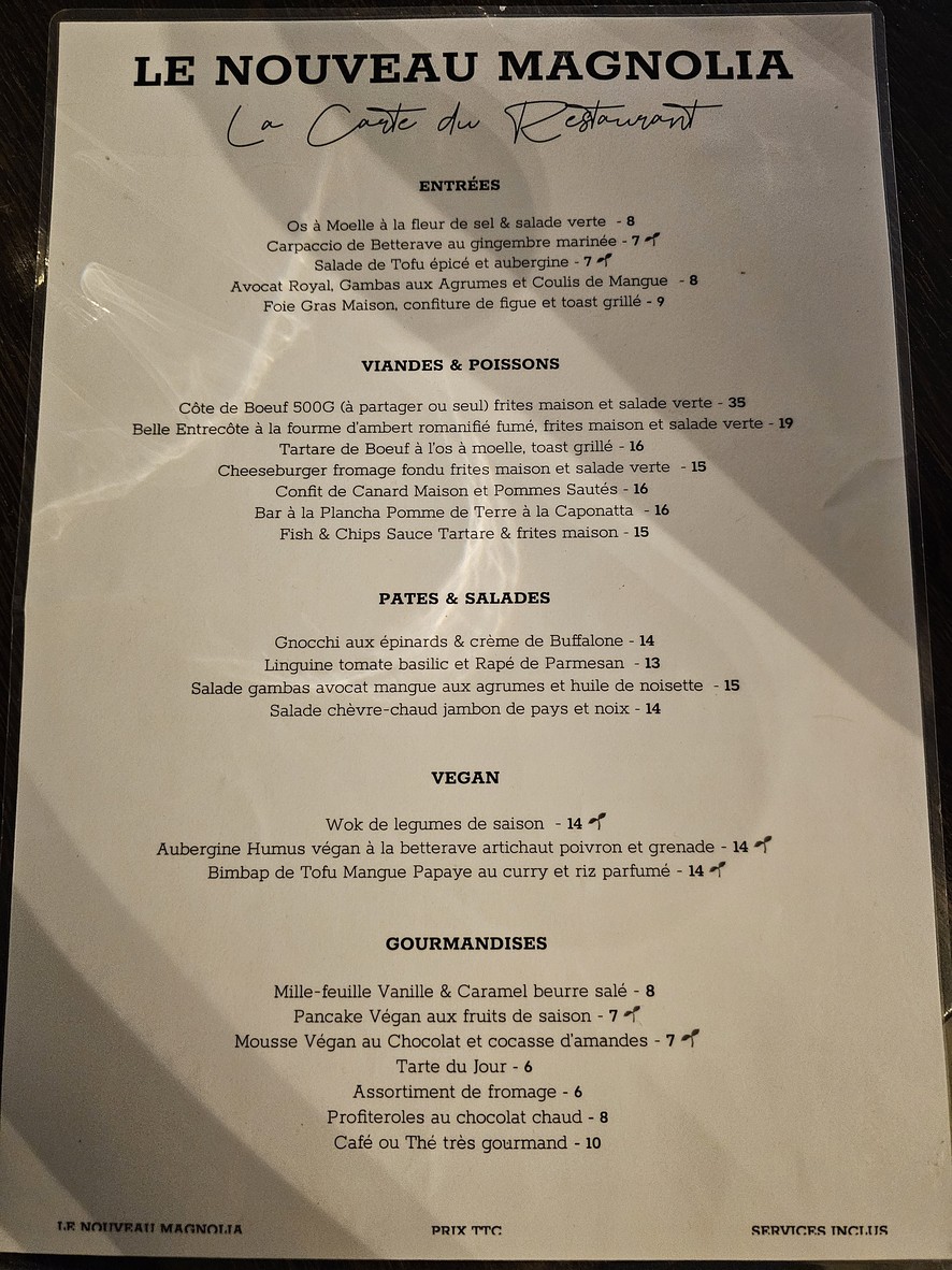 Le Nouveau Magnolia menu 1