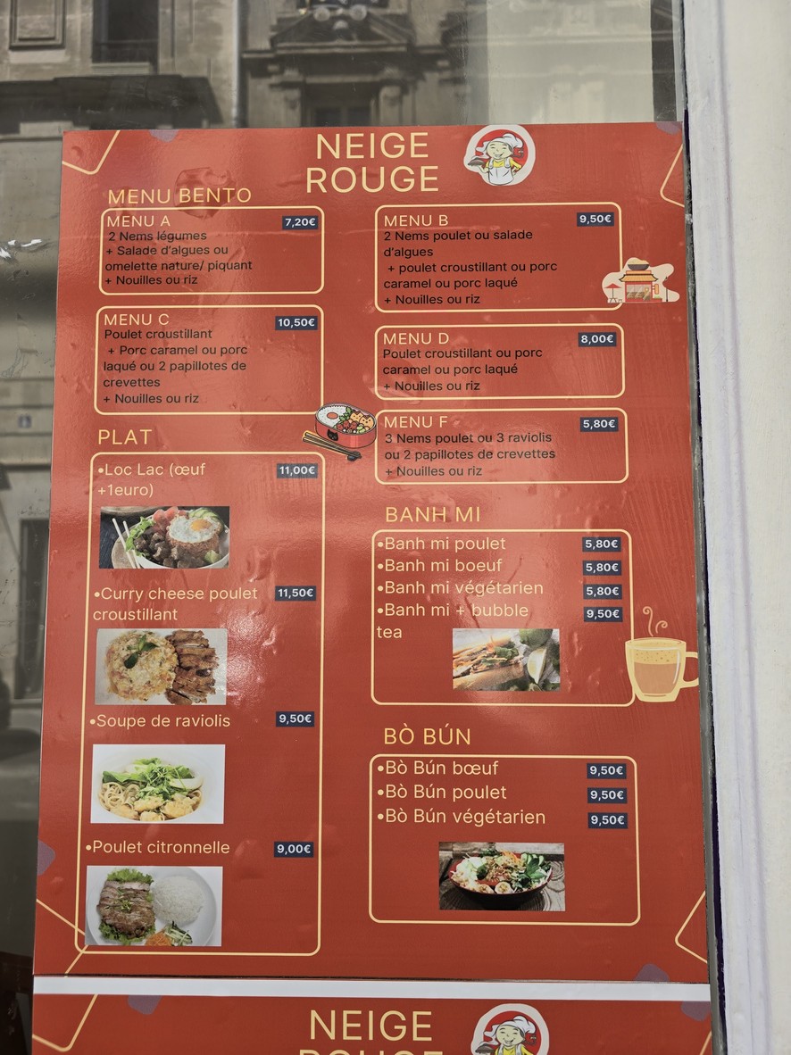 Xuehong menu 1