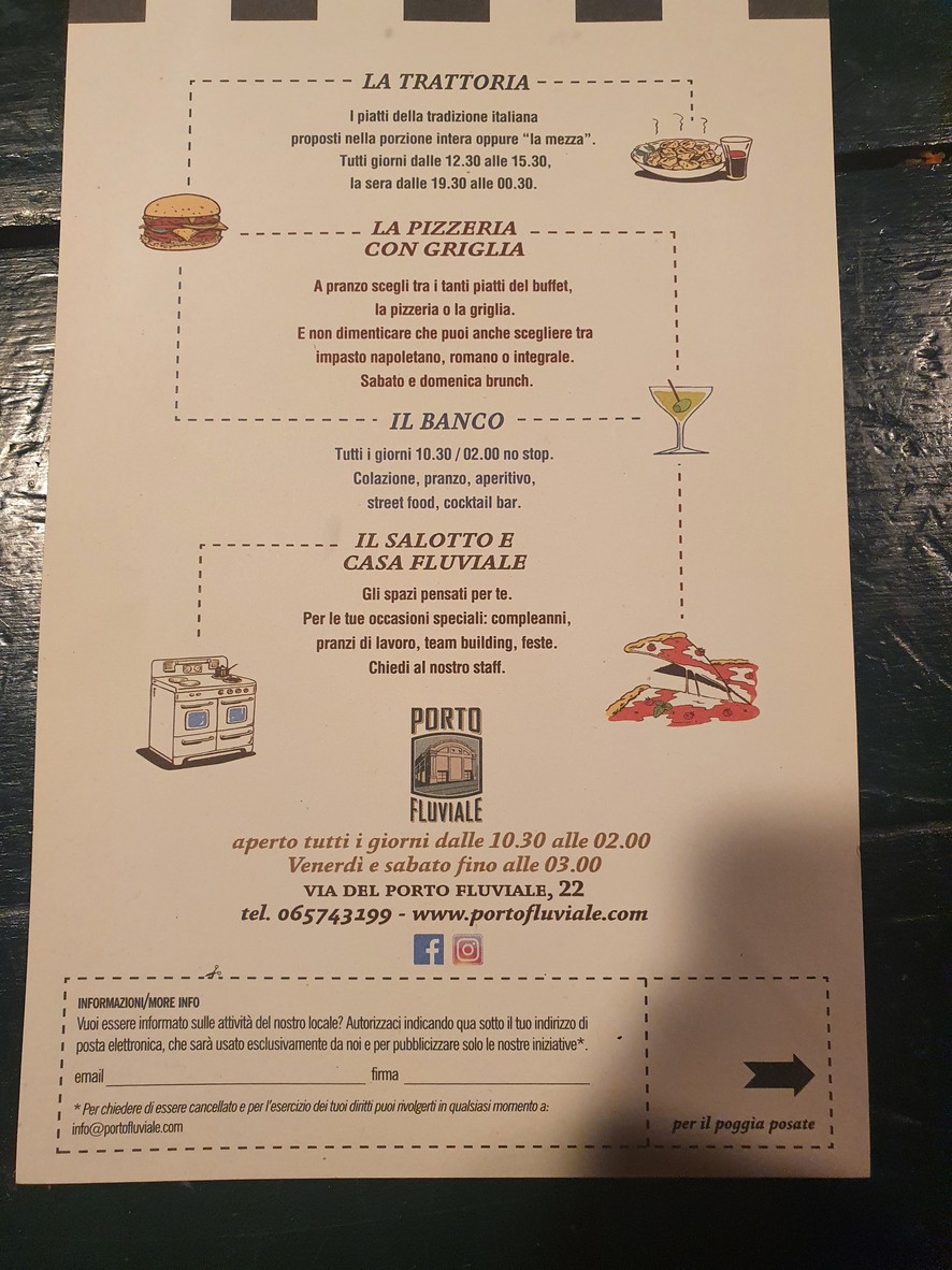Porto Fluviale Ristorante Pizzeria menu 1