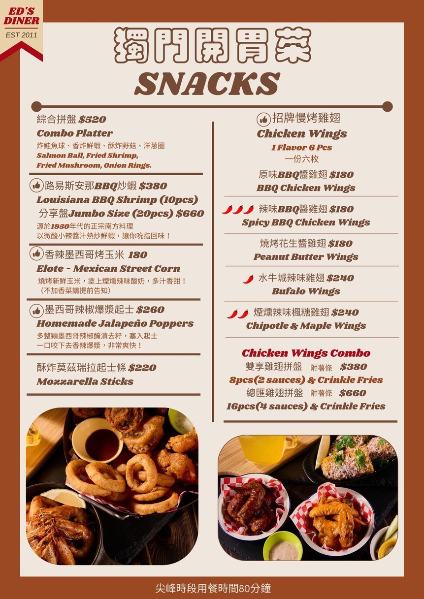 ED's Diner美式BBQ燒烤餐館 Est. 2011 menu 1