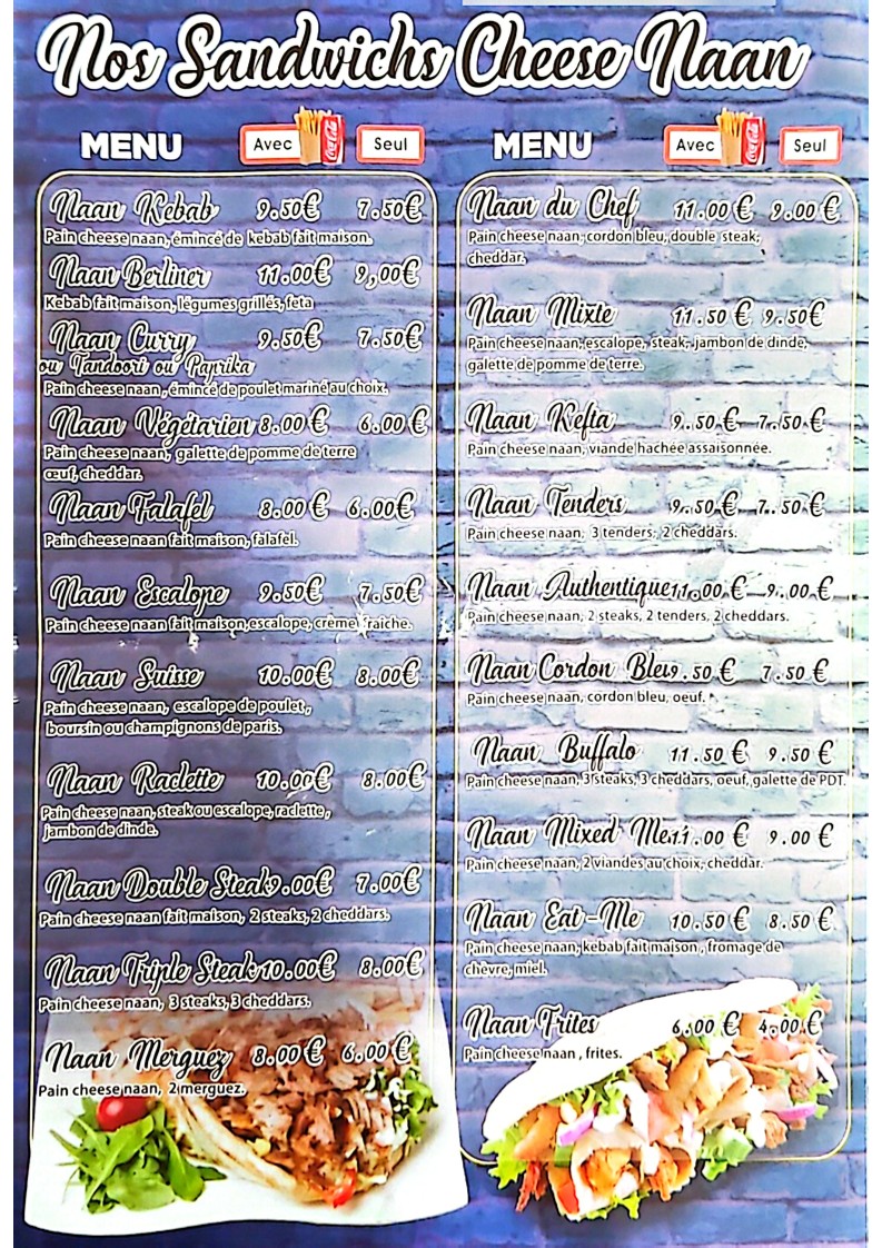 Eat Me - Restaurant Paris 12 - Kebab, Burger & Cheese Naan menu 2