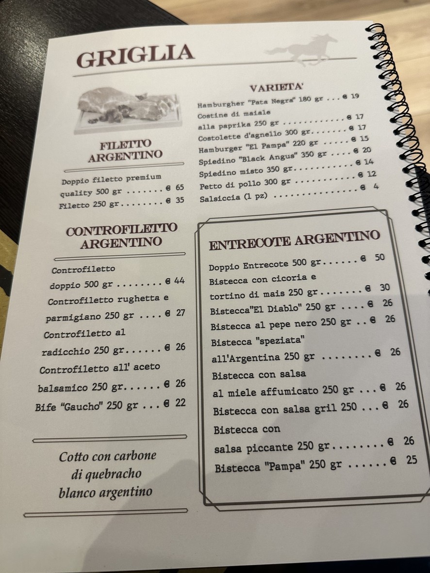 Gauchos Ristoranti - Battistini menu 2
