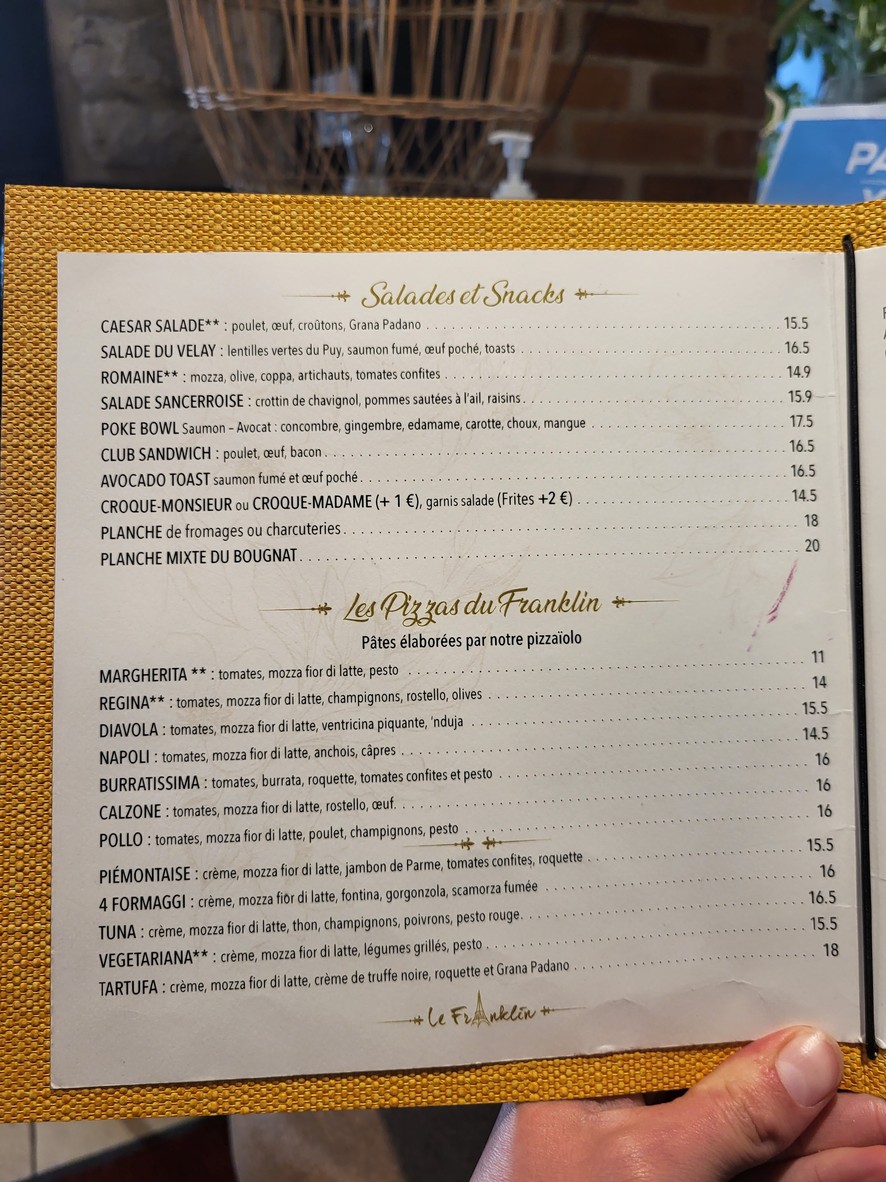 Le Franklin menu 2