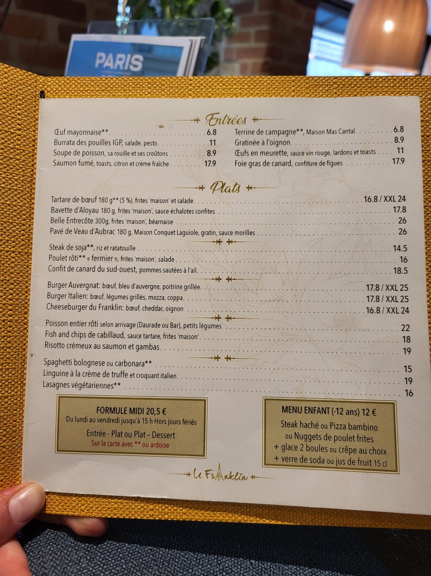 Le Franklin menu 3