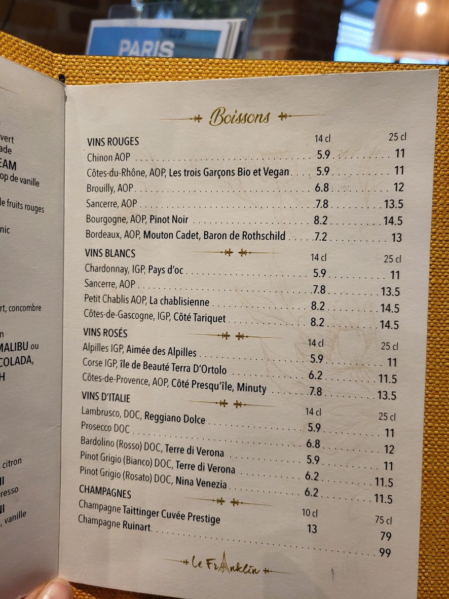 Le Franklin menu 6