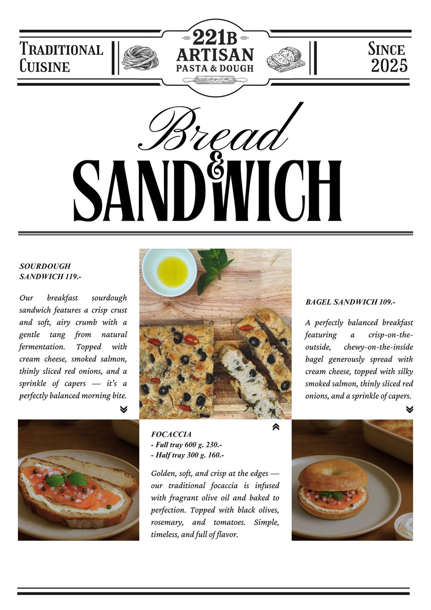 221B Artisan Pasta & Dough menu 2